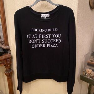WILDFOX Women Black Fun Graphic Sweater Size Medium